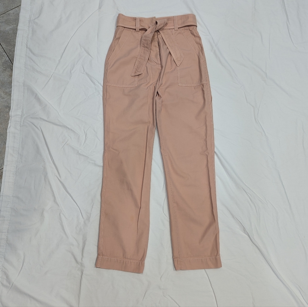 Sandro Paris Blush Pink wide Trousers  38 US sz 6 tie belt high waist button fly